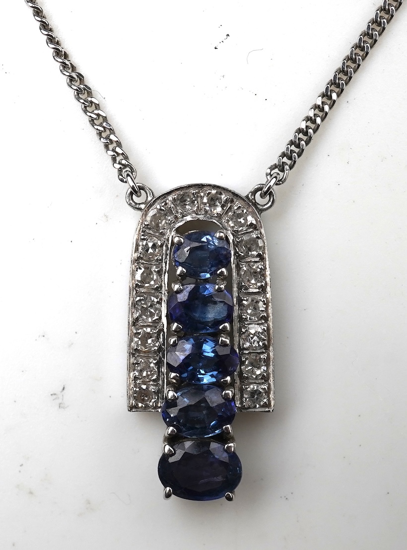 A sapphire and diamond demi-parure